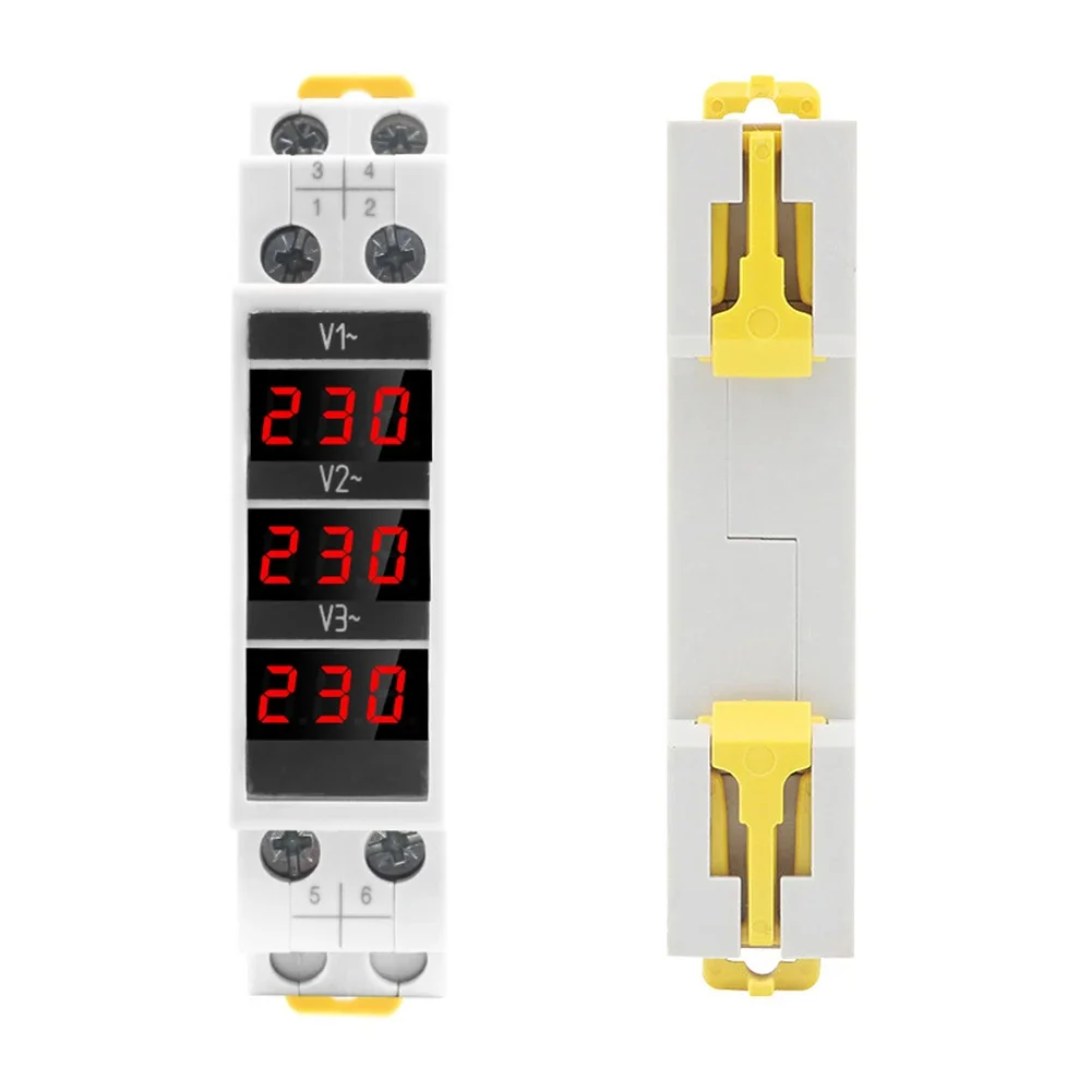 

Цифровой измеритель напряжения переменного тока 80-500 В на рейке SDM010 Модульный светодиодный дисплей 3-фазный вольтметр переменного тока для регулятора напряжения двигателя