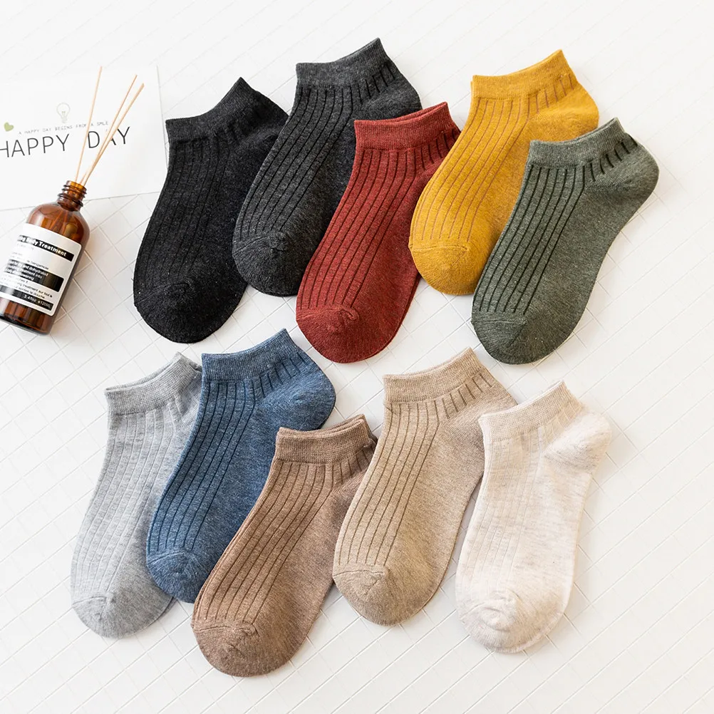 10Pair Breathable Cotton Boat Socks Women Pure Color Comfortable Ankle Socks Anti Slip Suitable for Dress Ankle Sock