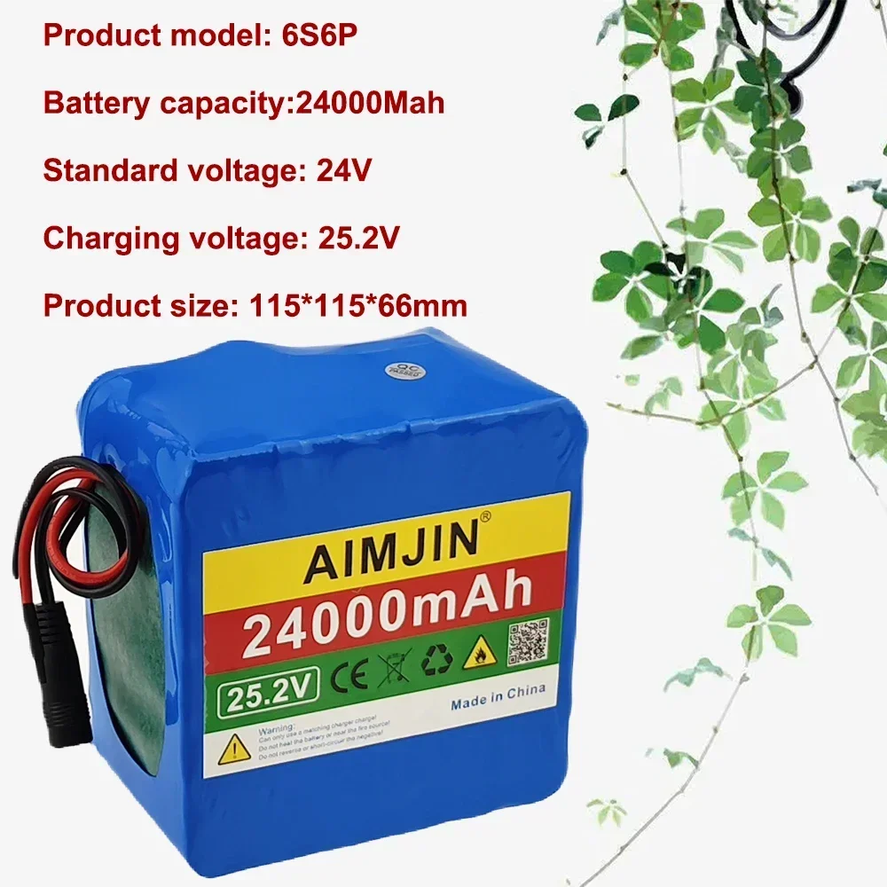 

Lithium 6S6P battery pack 25.2V 24000mAh for 24V bicycle, Solar energy, spray+25.2V 2A charger18650 Rechargeable