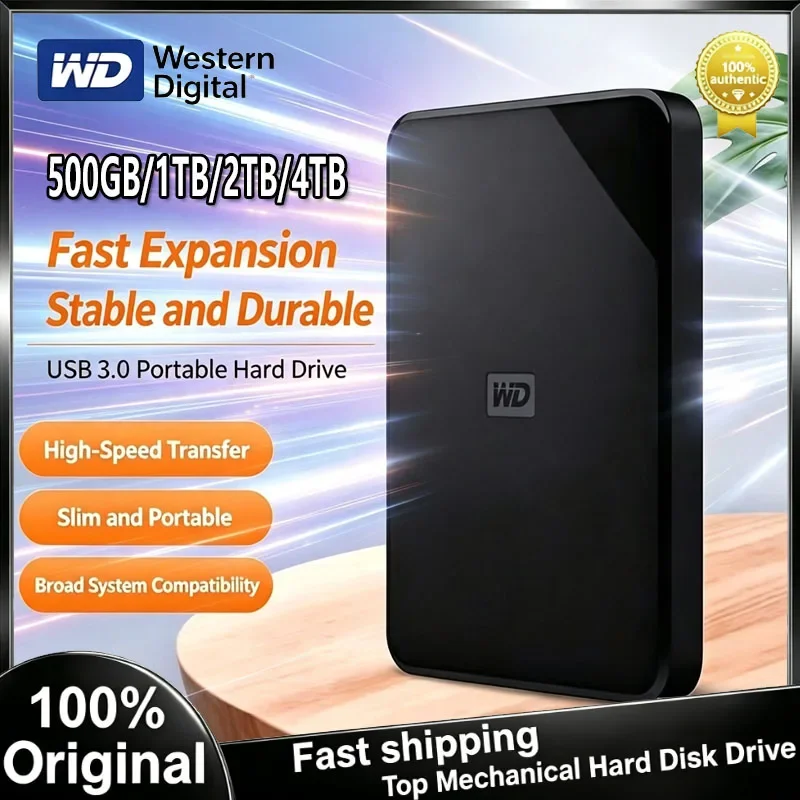 Western Digital WD Elements 500GB 4TB 2TB 1TB 2.5" Portable Hard Drive HDD USB3.0 External Hard Disk For Desktop PC Laptop