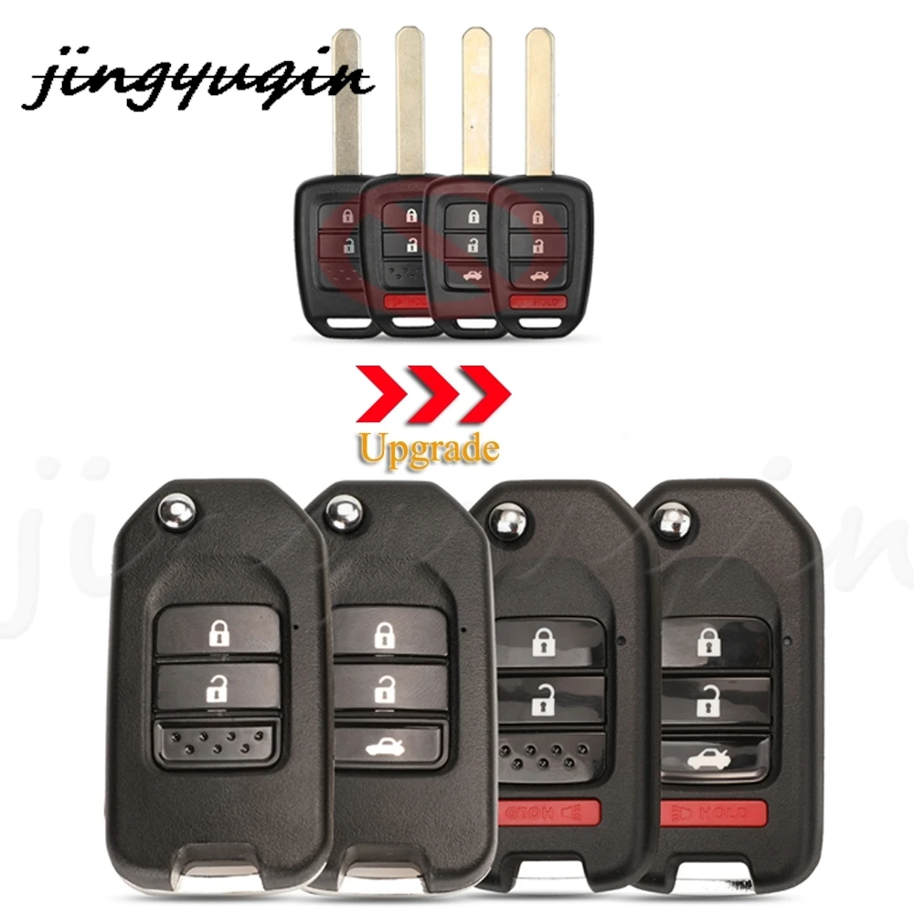 

jingyuqin 2/3/4 Buttons Modified Folding Flip Remote Key Shell For Honda FIT XRV VEZEL CITY JAZZ CIVIC HRV Key Case Fob Upgrade