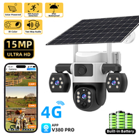 V380 Pro 4G Sim Card Camera With Solar Panel Three Lens Outdoor Battery Home Surveillance Security Protection CCTV Video Cameras