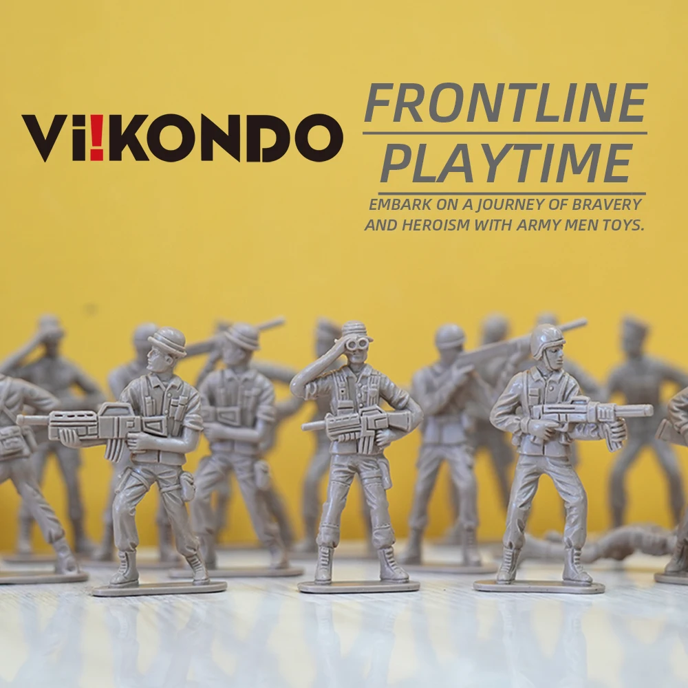 ViiKONDO Esercito Uomini Giocattolo Militare Action Figure 2.5 ''Grande Figurina 44 Pezzi Verde vs Tan Soldato di Plastica Trouppe 7 Poses 6.5 cm Gioco di Guerra