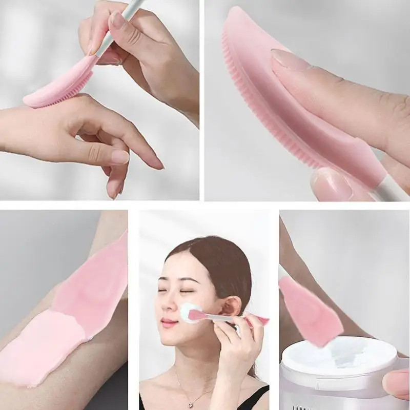 New 2 Head Facial Mask Brush Silicone Applicator Spoon Spatula Stirring Stick Women Skin Face Cleansing Care Home Makeup Tools