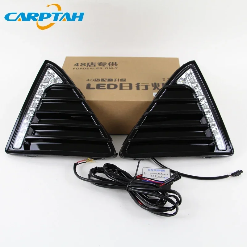 LED Daytime Running Light For Ford Focus 3 2012 2013 2014 Waterproof 12V Yellow Turn Signal Indicator Light Bumper Lamp LED DRL