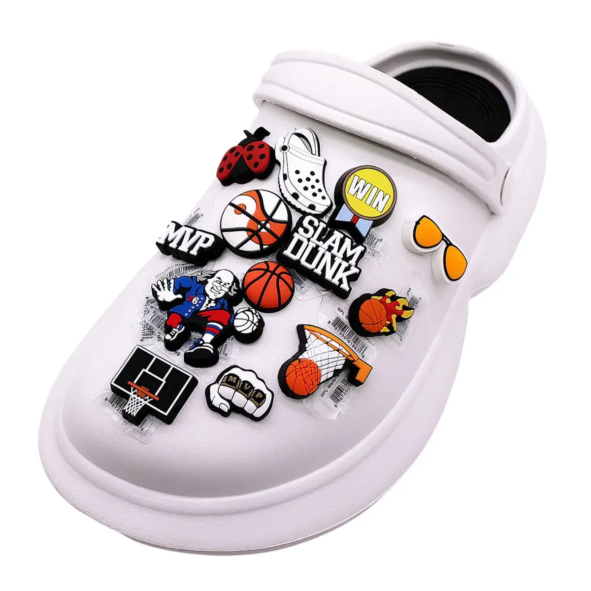 3 Pcs Pack Original Basketball PVC Shoe Charms Decorations Football Shape Slipper Buckle Accessories Slam Dunk Designer Clog Pin