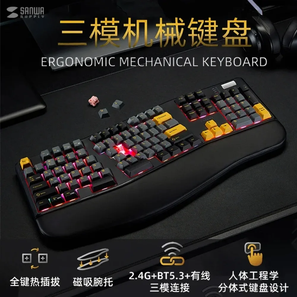 Japan SANWA Mechanical Keyboard Tri-Mode wireless Bluetooth Gasket Ergonomic Split Keyboards Hot-Swap RGB Office Accessories