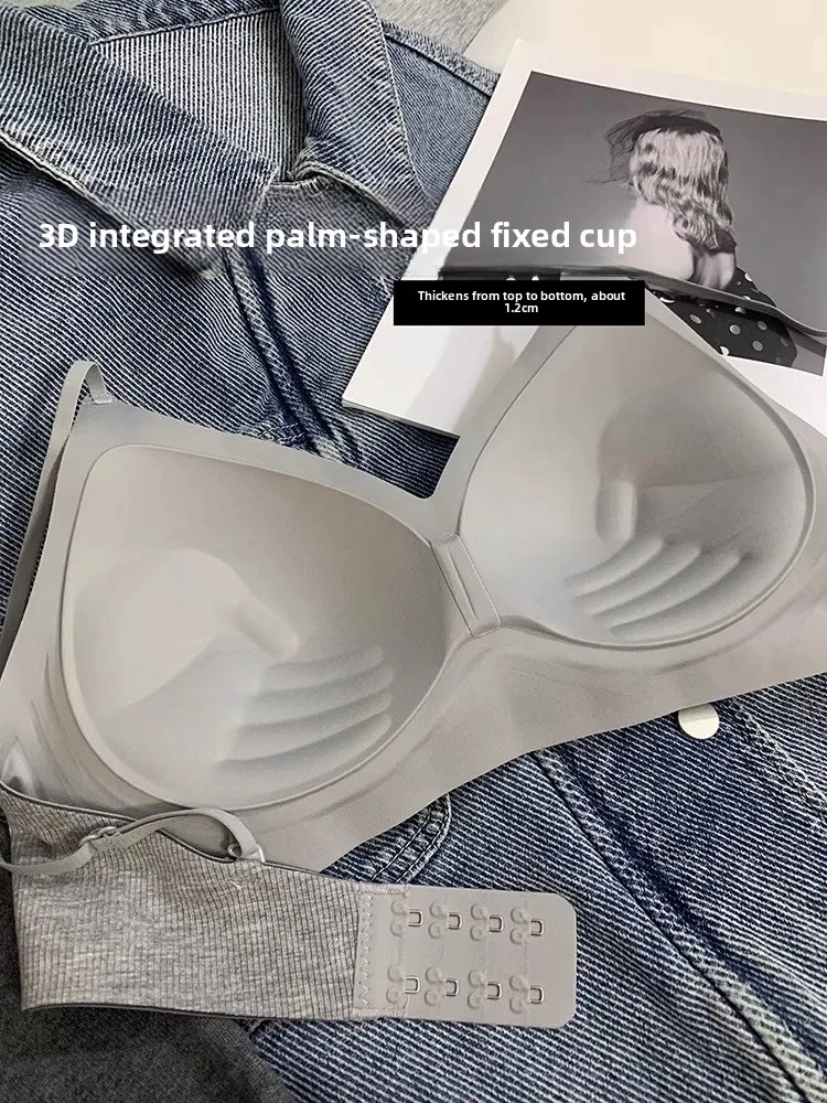 حمالة صدر نسائية بدون خياطة بحمالة ثابتة وتصميم كوب النخيل، ملابس داخلية مثيرة برقبة على شكل V وتغطية كاملة بدون أسلاك للشابات #3