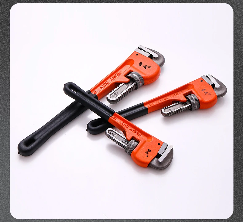 Heavy Duty Carbon Steel Straight Pipe Wrench 10", 12", 14", 18" Pipe Plier Universal Industrial Adjustable Plumbing Hand Wrench view 4