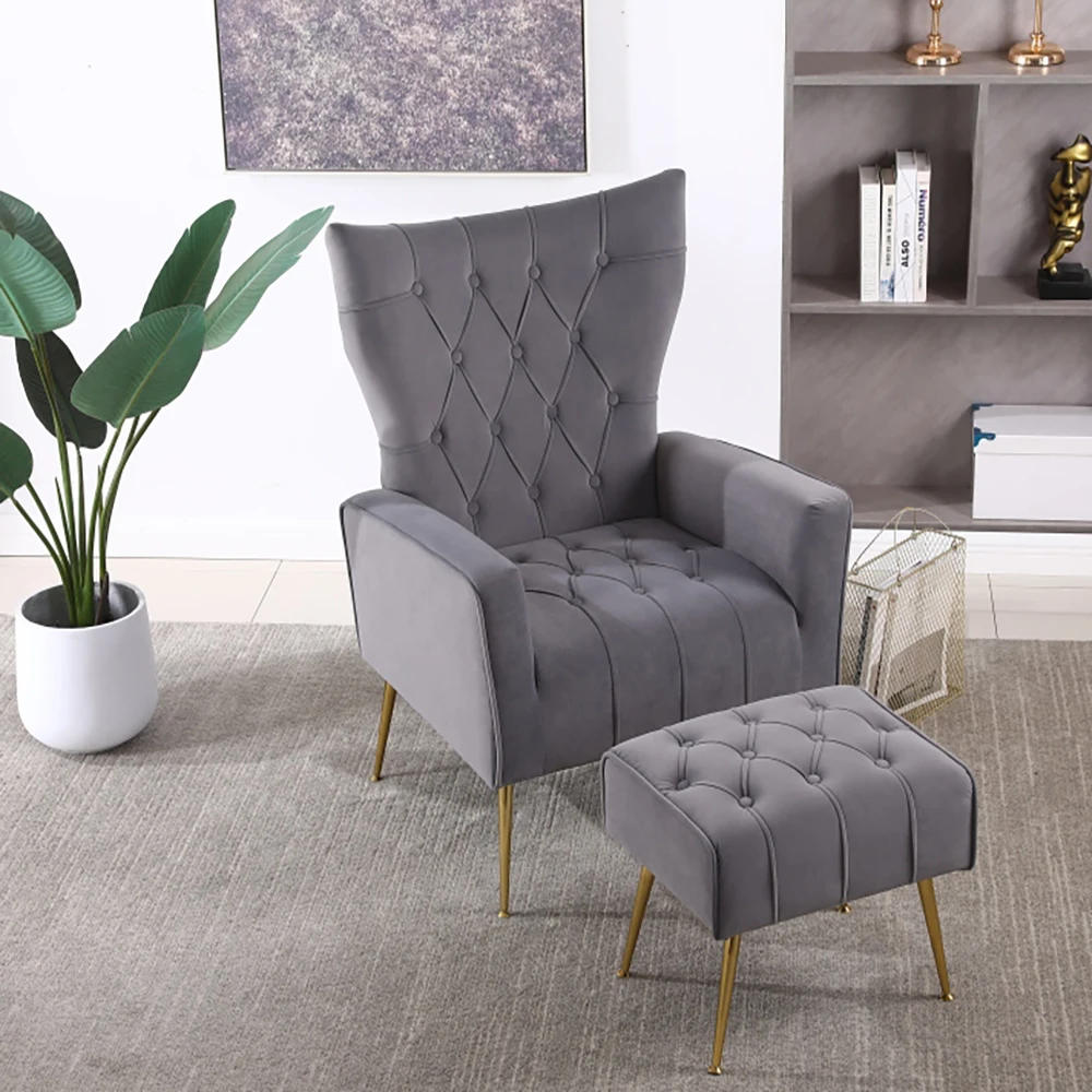 Modern Accent Chair with Ottoman,  Comfy  Armchair for Living Room, Bedroom, Apartment, Office  Fauteuil A Bascule Allaitement