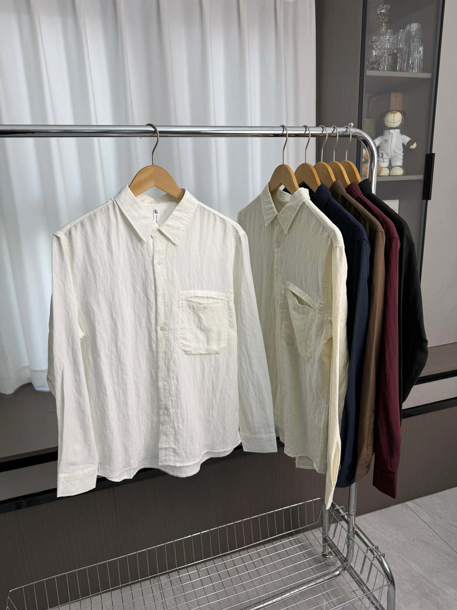 

Cool Feeling Breathable Men's Casual Shirt Loose Fit Long Sleeve Folded Hemline Lenzing Mixed Fabric Spring Season