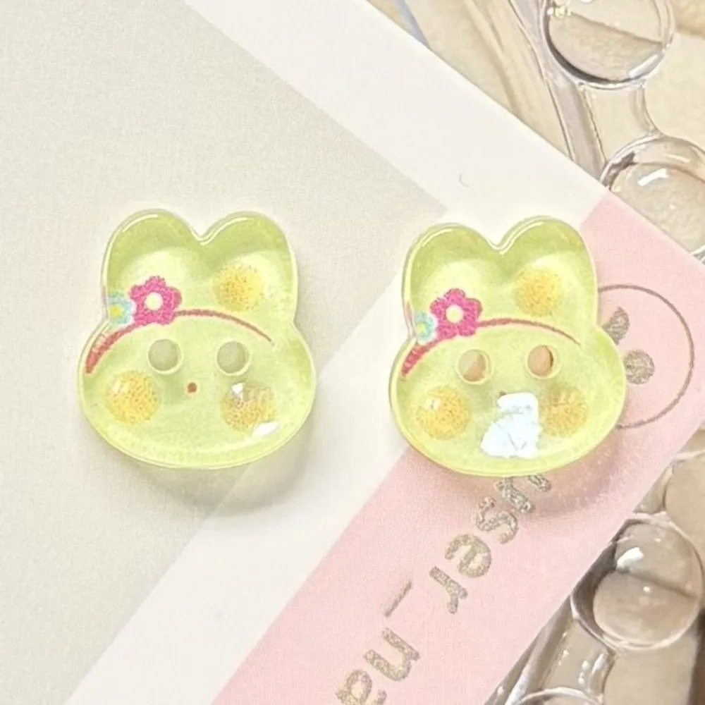 30pcs Acrylic Bunny Buttons DIY Flower Bow Cute Rabbit Button Decorative Stripe Lattice Clothing Sewing Buttons