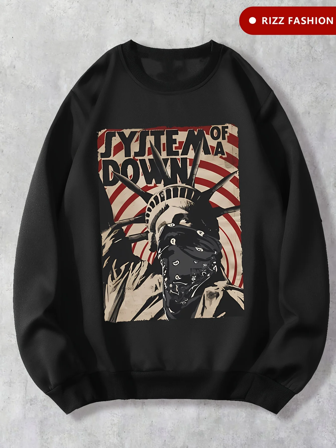 

Masked Statue of Liberty Pattern Print Autumn and Winter Men's and Women's Long Sleeved Sportswear Sweatshirt Casual Loose