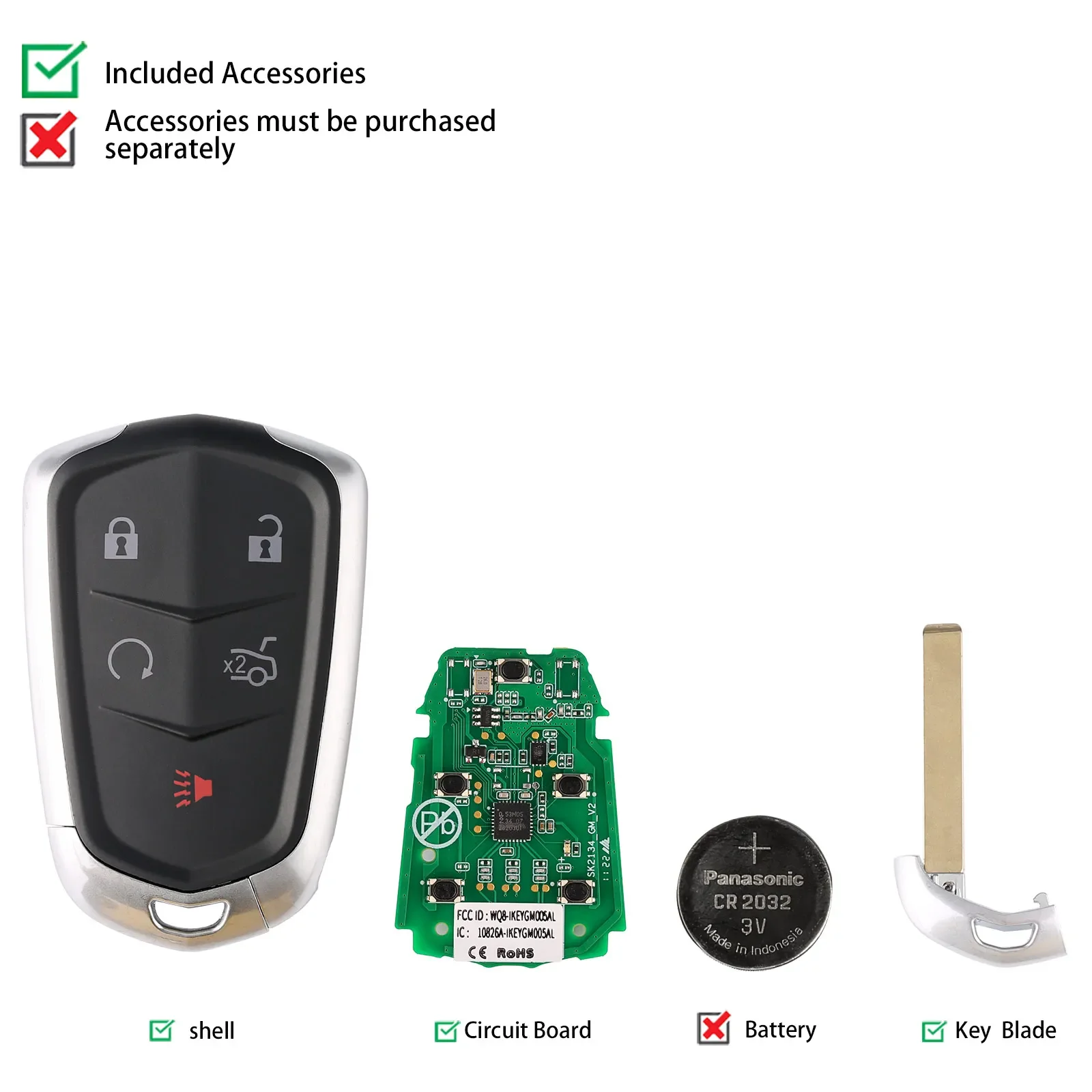 AUTEL IKEYGM005AL Ca-dillac 5 أزرار مفتاح ذكي عالمي 5 قطعة/الوحدة