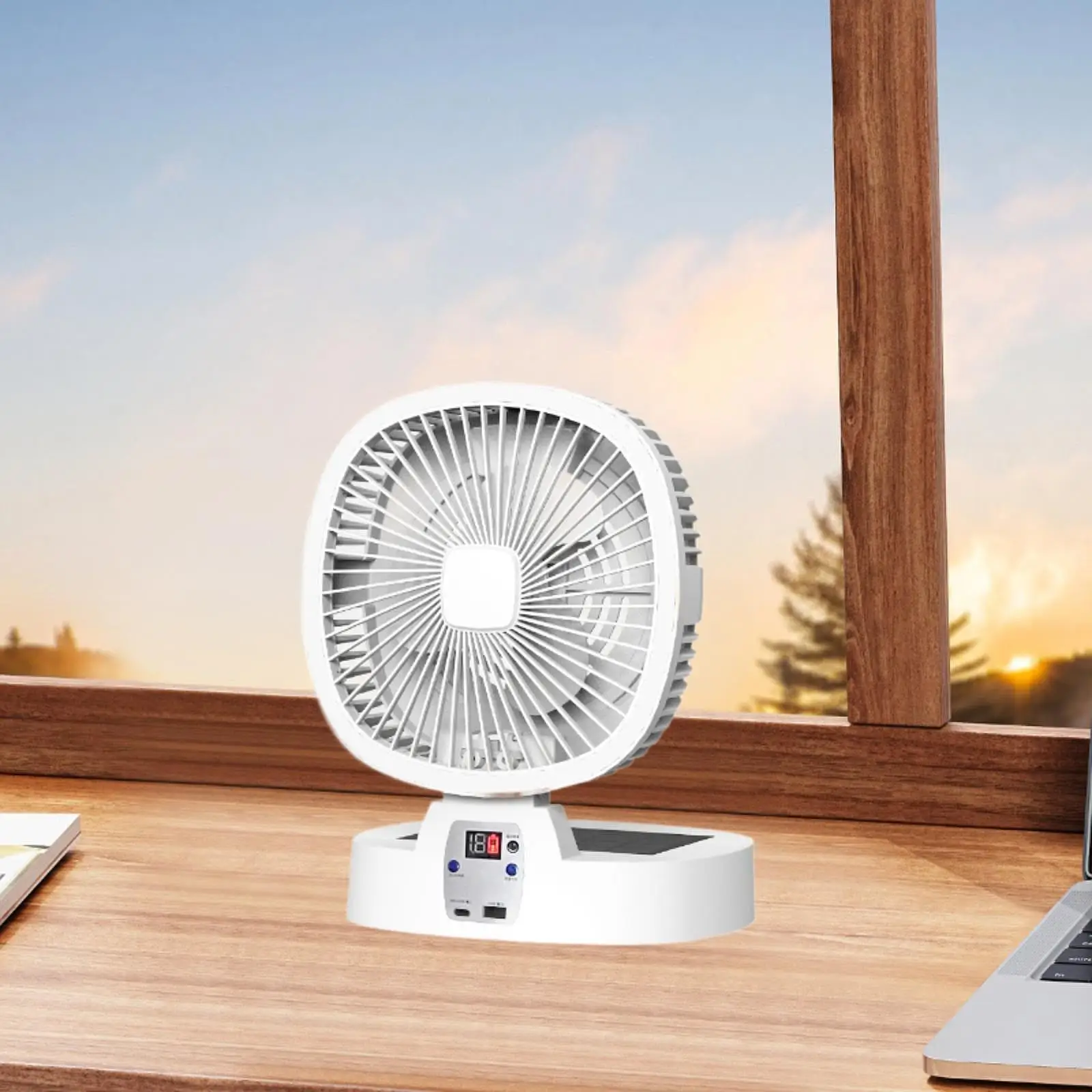 Ventilador de Refrigeração USB Dobrável, Luz Noturna LED, Plug in, Acampamento ao ar livre, Pessoal, Piquenique, Escritório, Casa, Viagem, Pátio