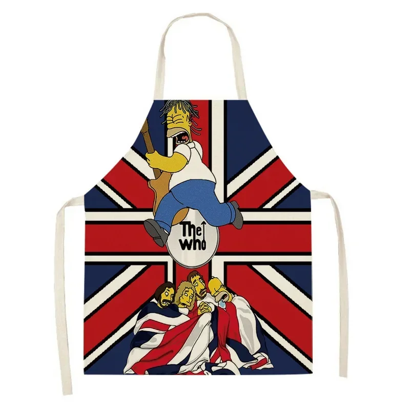 The Simpsons Linen Apron Fashion Creative Parent-child Anti-fouling and Oil-proof Apron Cute Cartoon Adult Children Cooking Bibs