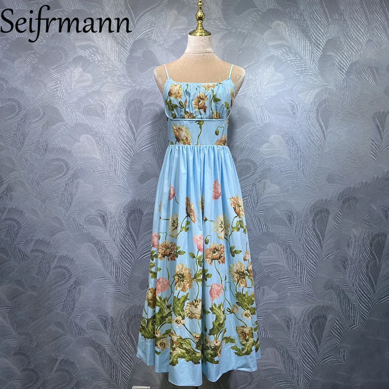 Seifrmann 2026 Sommer Damenmode: Neues, modisches Baumwoll-Trägerkleid mit Print und Taillenbetonung