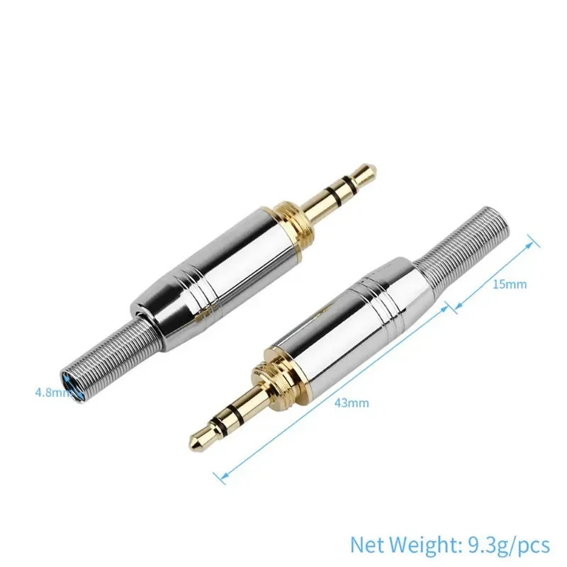 3.5mm Jack Audio Plug 3.5 Connector Consumer Electronics With Tail Length 15mm 3 Pole Earphone Plugs Soldering Connectors