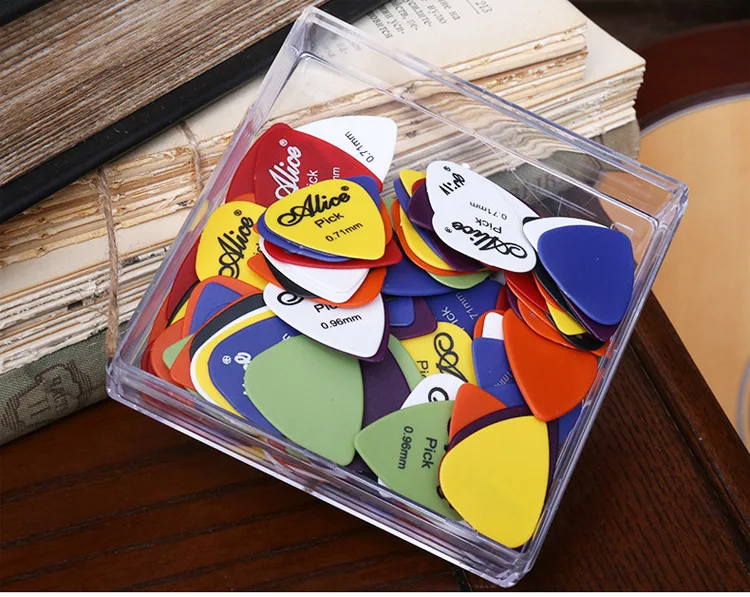 100PCS Alice Non-slip ABS Guitar Picks Plectrum Gauge 0.58/ 0.71/0.81/ 0.96/1.20/ 1.50mm Color Random Guitar Parts Accessories