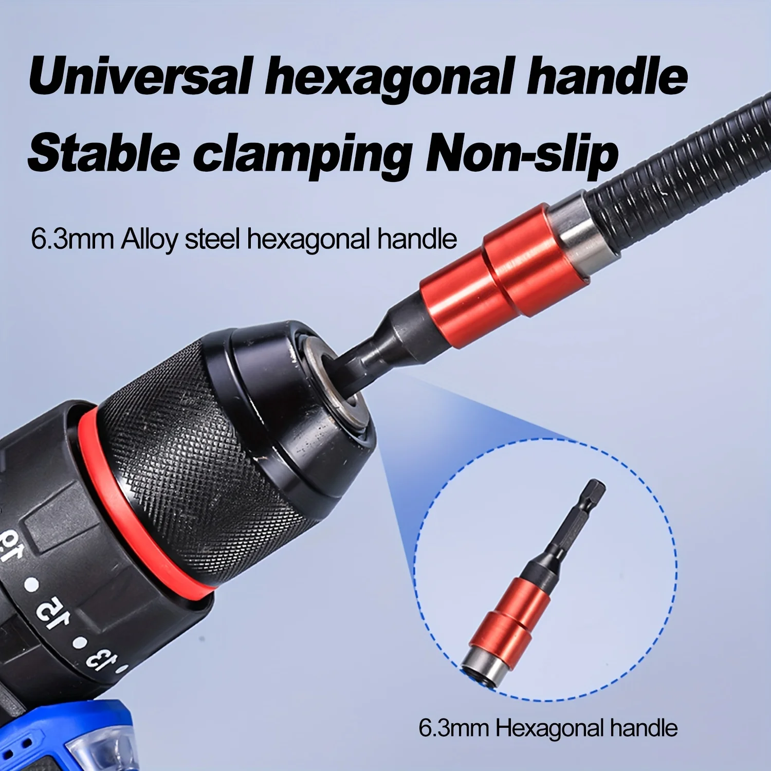 Suporte de extensão de broca de eixo flexível para broca elétrica, chave de fenda sextavada, haste de extensão de driver de eixo macio