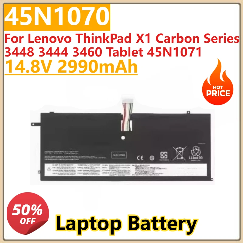 

New 14.8V 2990mAh Laptop battery 45N1070 For Lenovo ThinkPad X1 Carbon Series 3448 3444 3460 Tablet 45N1071