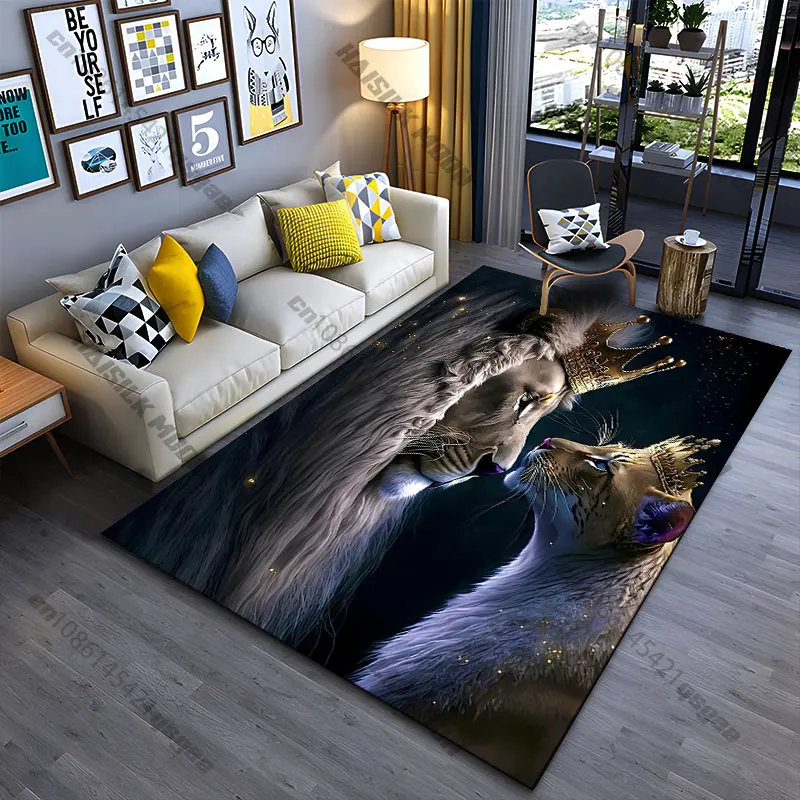 Regal bond between crowned lions carpet Yoga living room room decor children's crawling mat doormat area rug games mat