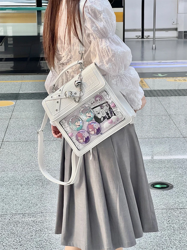 Gothic Hot Girl Transparent Itabag Rhombus Sweet Casual Backpacks Commuter Shoulder Bags Women's Handbag Messenger Bag