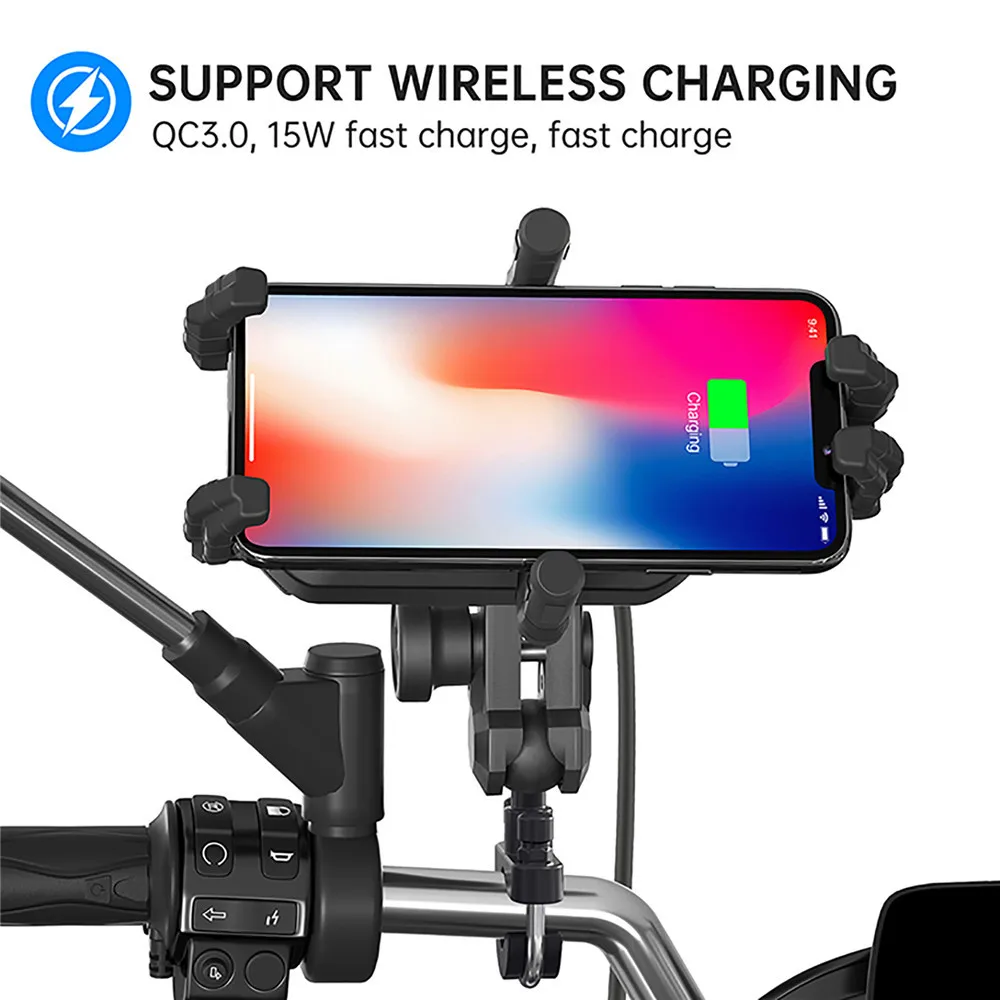 15W 360 Rotating Bicycle Handlebar Mobile Phone Holders Mounts Stands Aluminum Motorcycle Bicycle Stand For Motorcycle