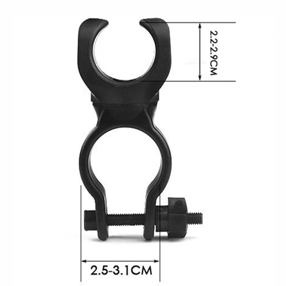 Useful Brand New Outdoor Flashlight Holder Handlebar Holder Bicycle Light Clip Handlebar Holder High Quality Light Clip Black