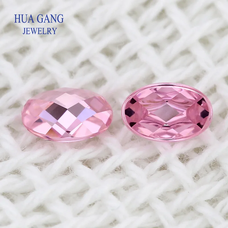 Synthetic Gem Stone Oval flat bottomed checkerboard Cubic Zirconia For Jewelry Making