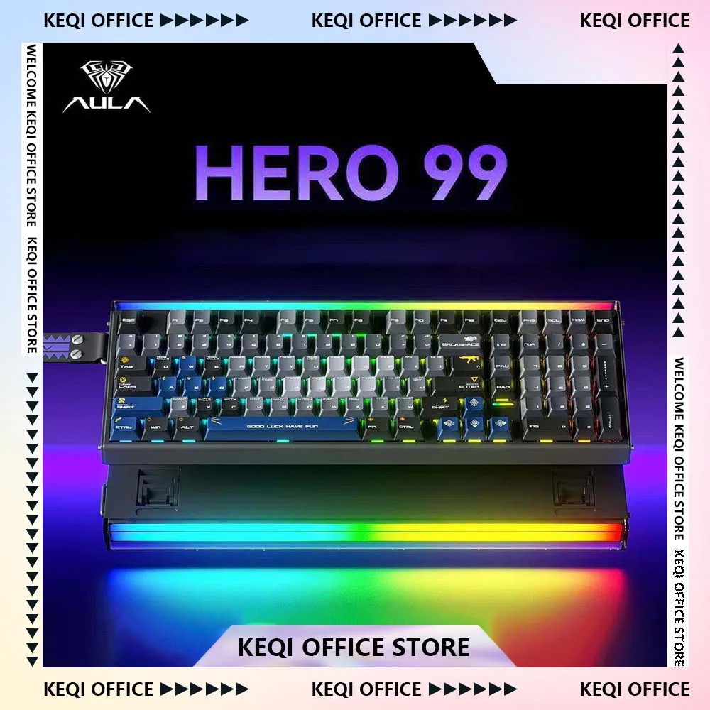 

Магнитная клавиатура AULA Hero 99he, раскладка 99%, проводная, с функцией Trigger 8K, для киберспорта, игровая клавиатура для геймеров, настраиваемая RGB-клавиатура, подарки