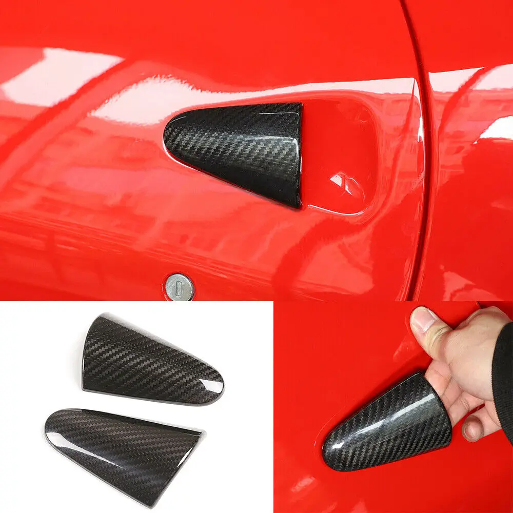 

2pcs Real Carbon Fiber Exterior Side Door Handle Cover Trim Fit For Ferrari 458 2011-2016