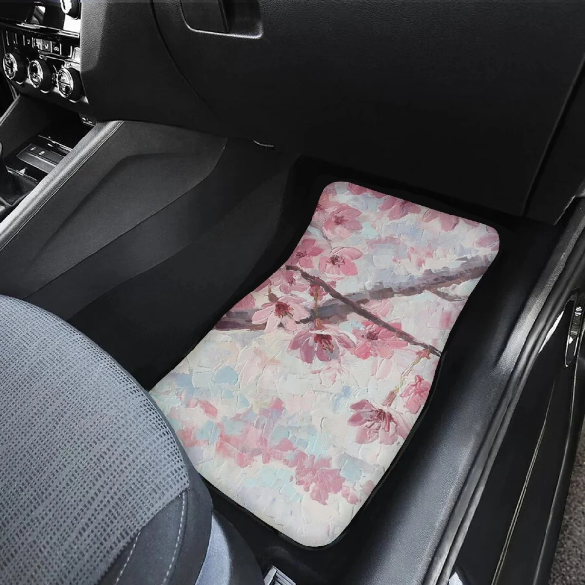 Car Accessory Cherry Blossom Oil Painting Car Floor Mat Print for SUV Truck Decoration Universal Non-slip Mat Tapetes Para Carro