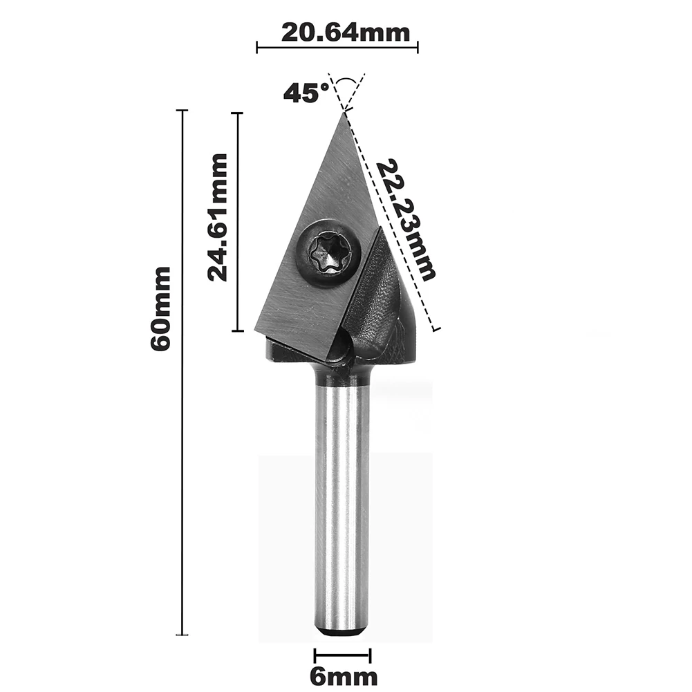 High Quality Brand New Milling Cutter Woodworking Resistance To Bending Silver 45 Degree V-shaped Black Carbide