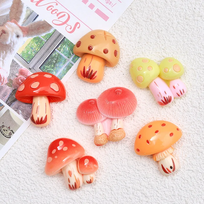 10 Pcs New Cartoon Simulated Mushroom Series Resin Scrapbook Diy Jewelry Party Children Gift Hairpin Accessories