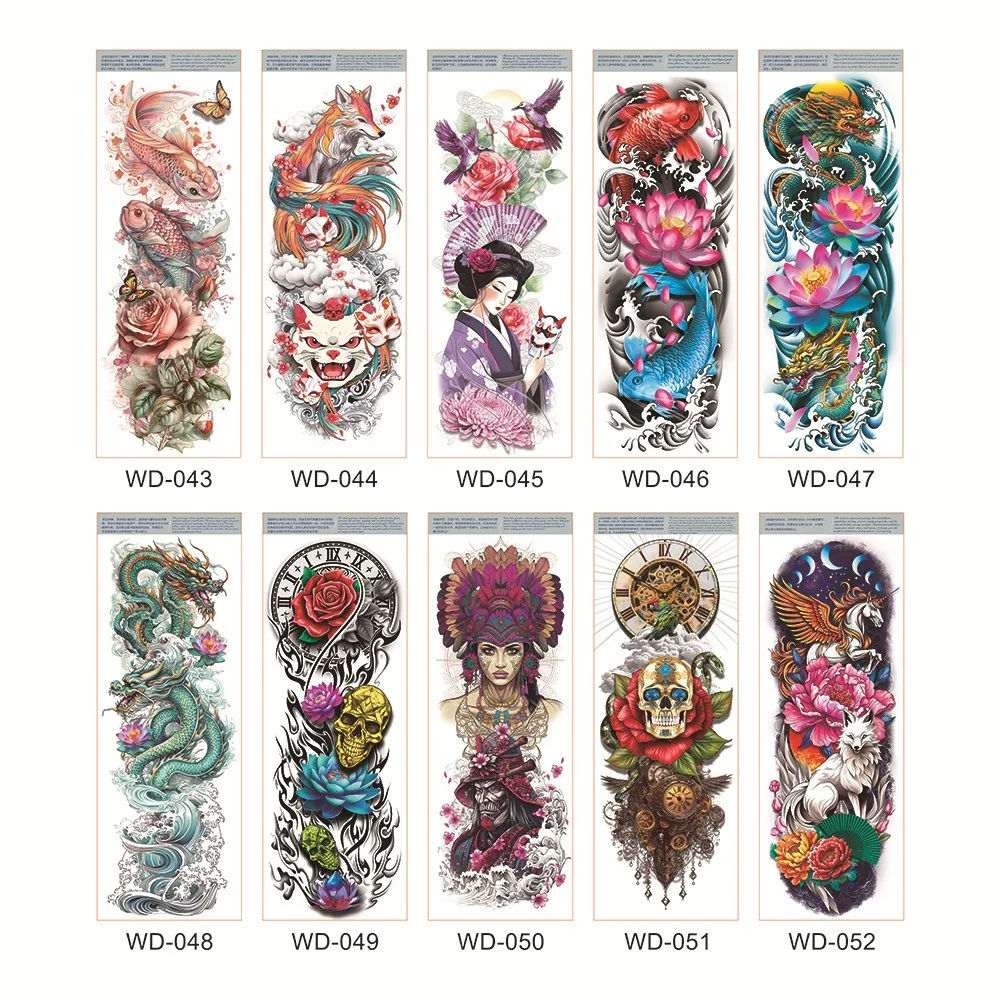 Tatouages Temporaires Imperméables de Longue Durée pour Homme et Femme, Autocollant avec Design Réaliste et Cool, pour Bras Complet