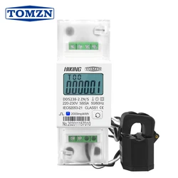 100A 65A 220V 230V 50Hz 60Hz single phase split CT muliti-function Din rail KWH Watt hour energy meter with RS485 MODBUS-RUT