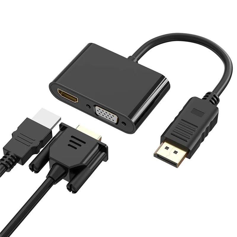 Displayport から VGA + HDTV コンバータコンピュータモニターアダプタケーブル DP ドッキングステーションデュアルスクリーンディスプレイコンバータ付き