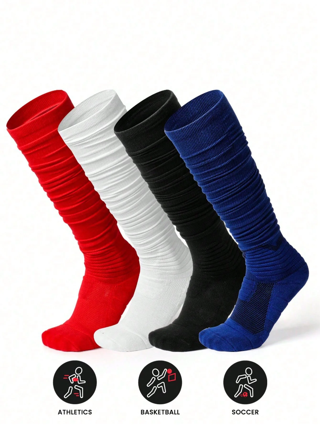 

European Size 39-45 1pcs Anti Slip Extra Long Stacking Rugby Thigh High Socks Thickened Thickened Cushioning Adult Sports Soccer