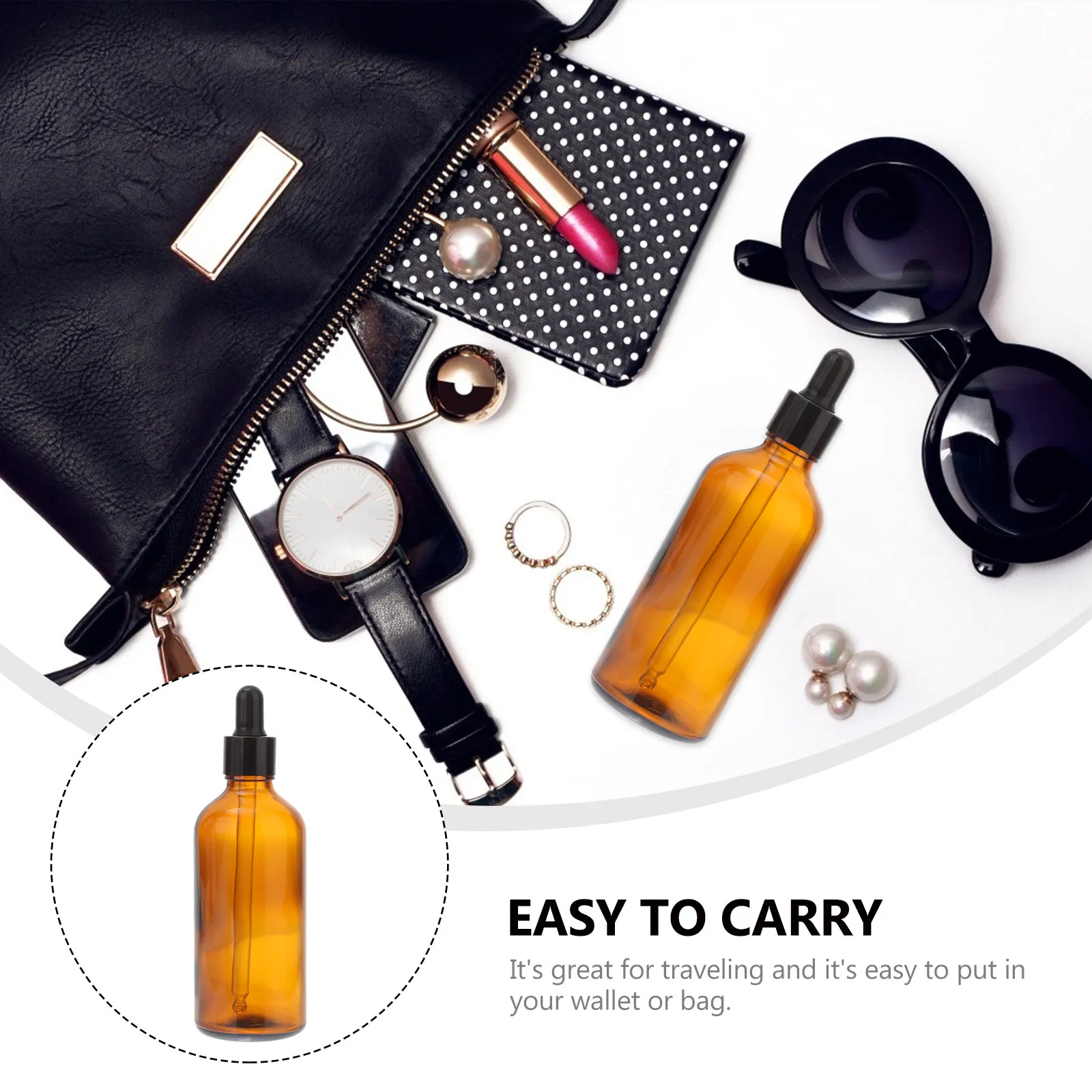 7Pcs Essential Oil Dropper Bottles Dark Color Refillable Travel Perfume Medicine Storage Glass Bottles Leakproof Silicone Head