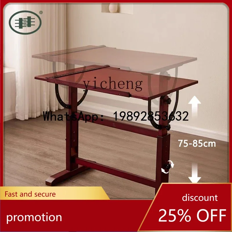 YFY  professional painting table, special painting table for art students, solid wood liftable watercolor art table