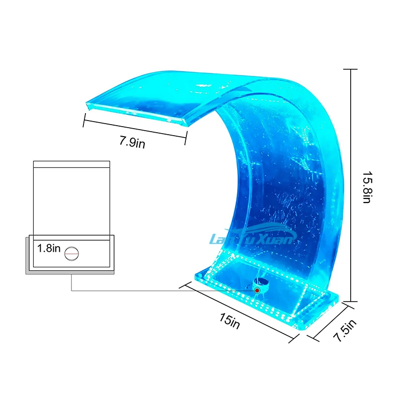 Acrylic Pool Cascade Ponds Waterfalls Fountain Water Garden Cascadas Artificial Interiores De Para Piscina Curtain LED Lights