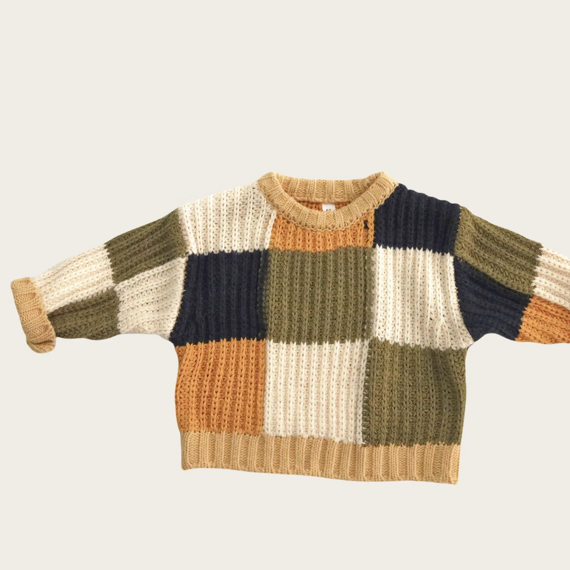 

1-6Y Baby Autumn Clothes Toddler Kids Girls Boys Sweater Cotton Knit Color Block Patchwork Sweater Casual Winter Top Pullover