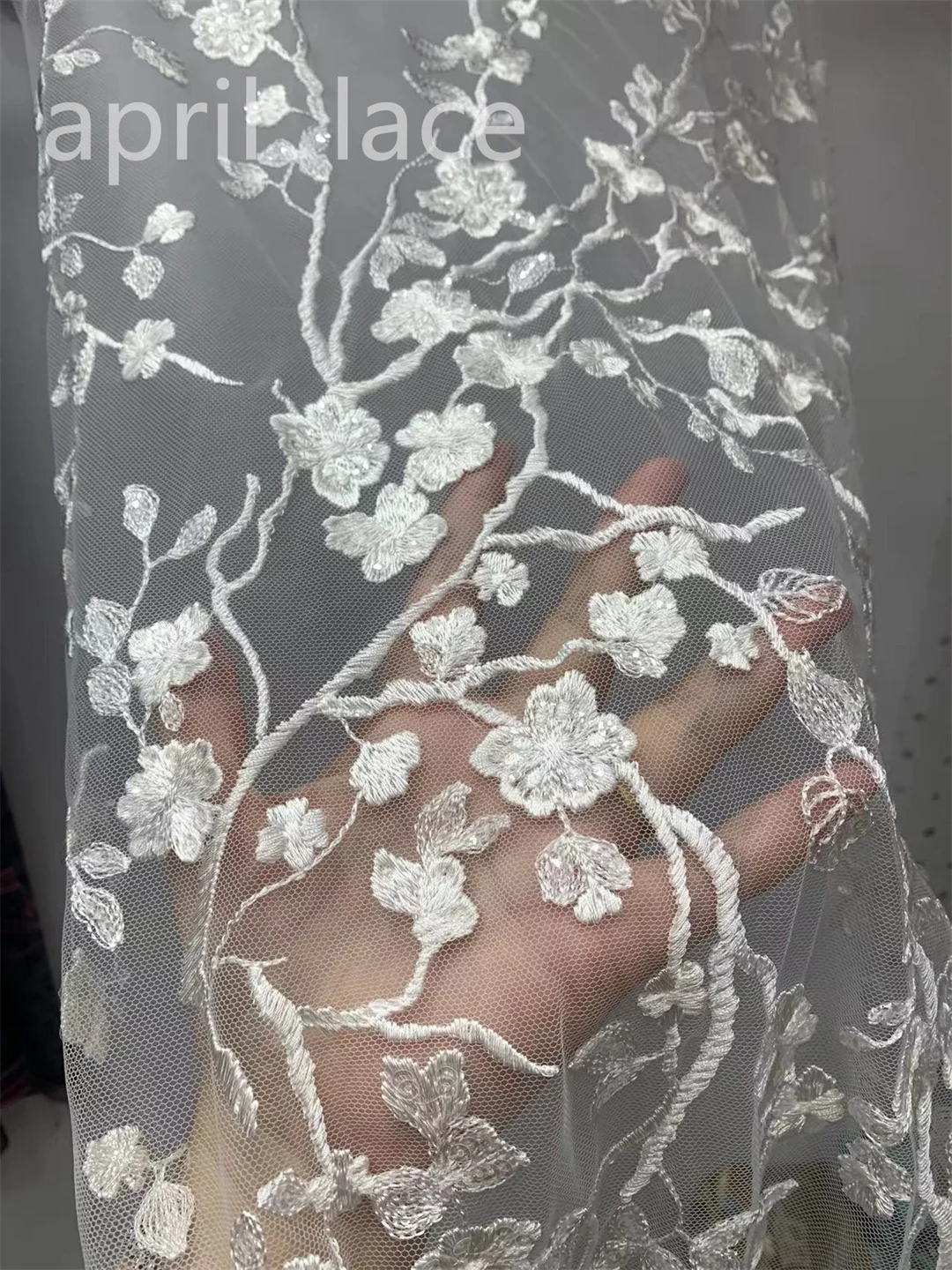 London African  Lady F2078 # Offwhite Flower Sequin 3D Flower 2024 April 5Yards Bridal Wedding Haute Couture Lace  Fabric