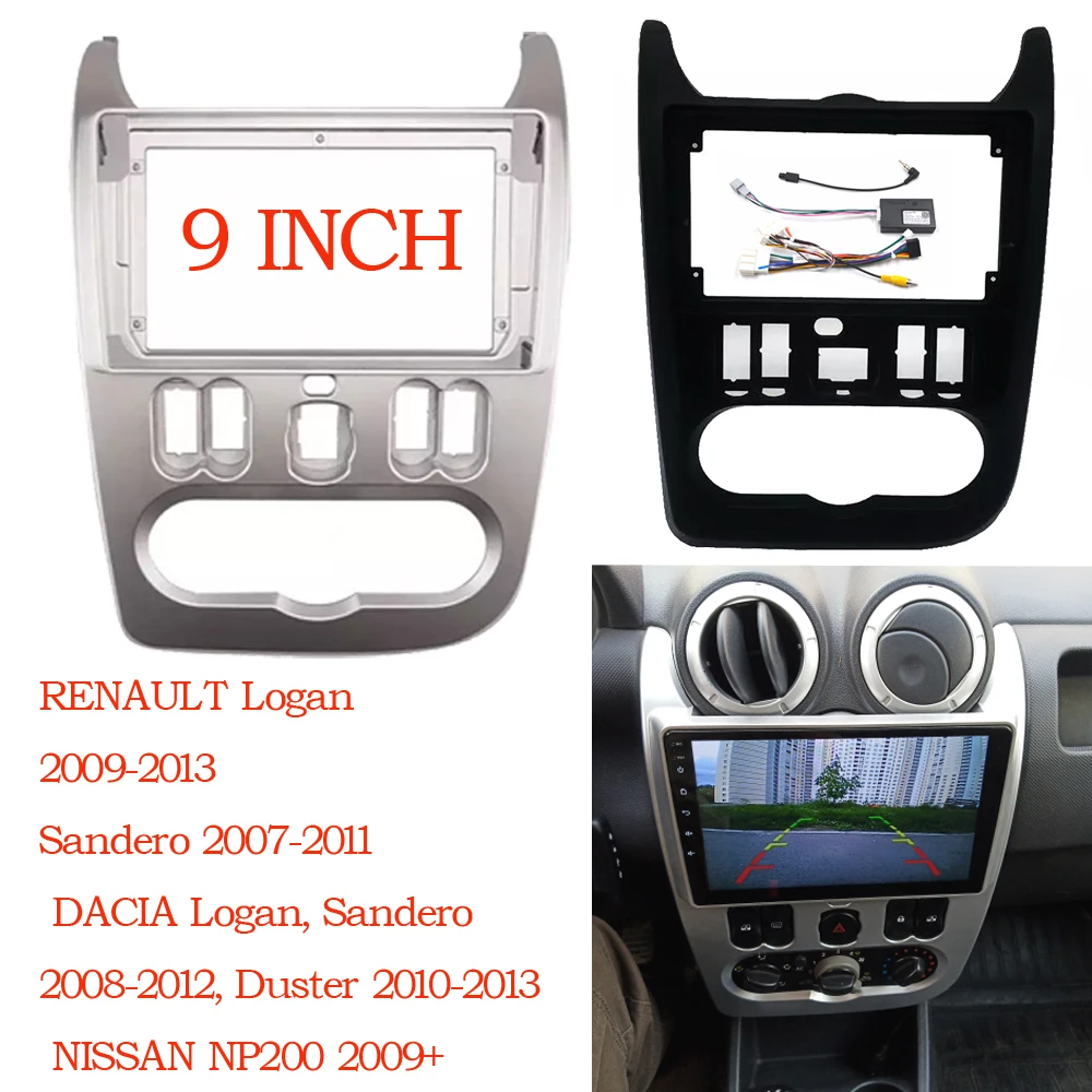 2 din Car Radio Fascia for RENAULT Logan Sandero DACIA Duster Double din Radio Fascia Frame Adapter CD Panel Dash Trim Bezel