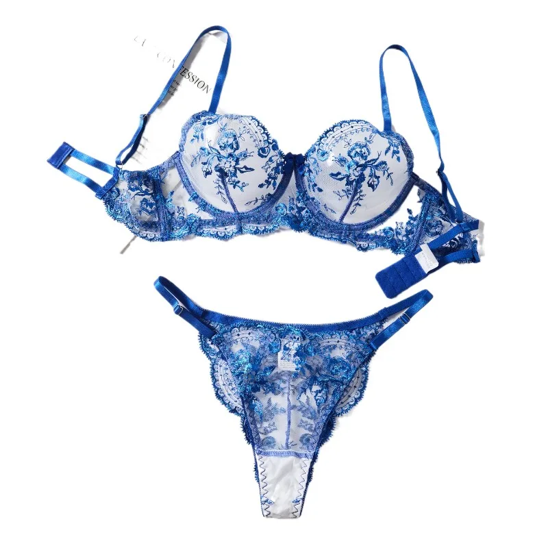 BANERDANNI Elegant Floral Embroidered Sheer Bra Set with Underwire Lift Lightweight Cups Women’s Lingerie Ensemble сексуальный