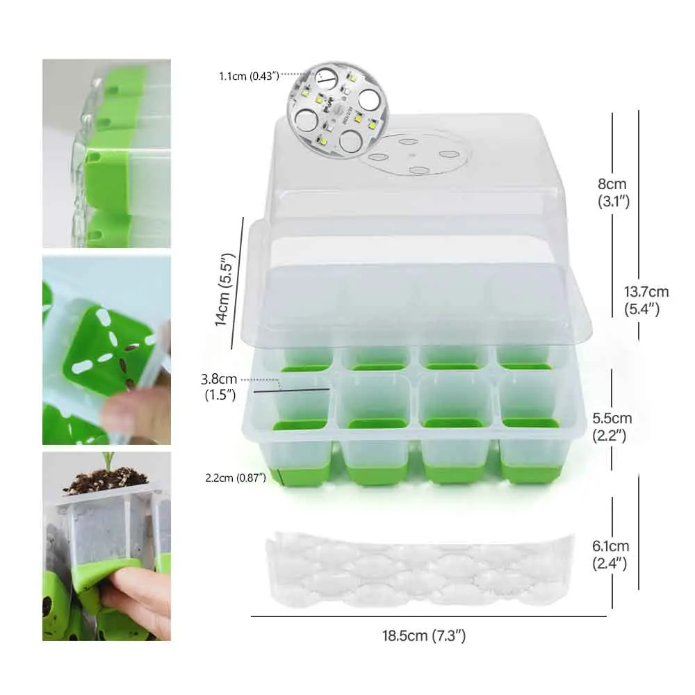 مجموعة صينية تشغيل الشتلات الخفيفة LED مع غطاء شفاف للحديقة الداخلية والدفيئة ونباتات الزهور وصندوق إنبات الحضانة #5