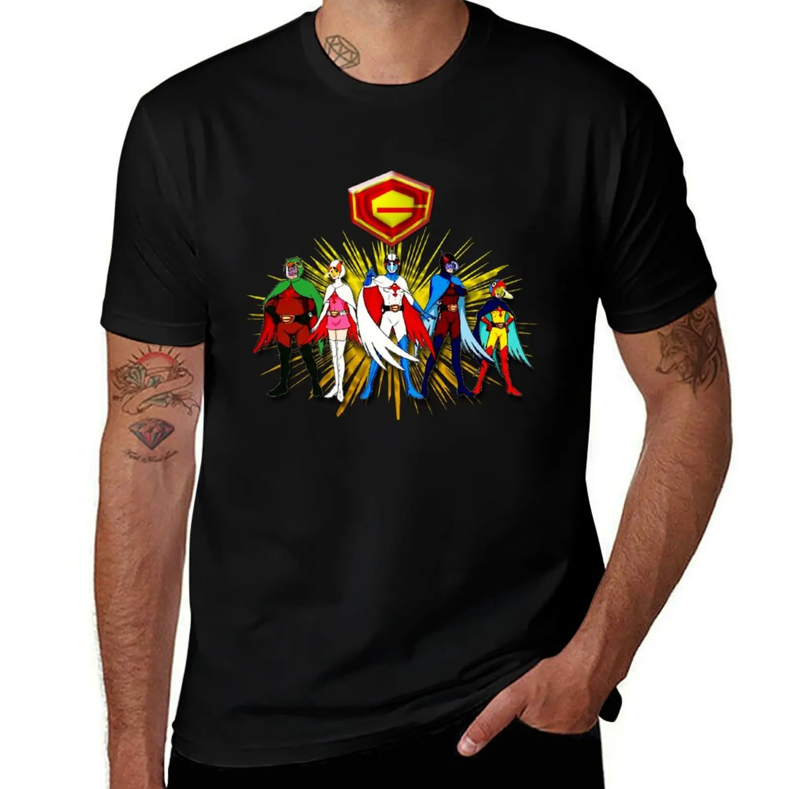 The whole Battle Of The Planets Gatchaman Team T-Shirt Long Lasting Casual T-Shirt