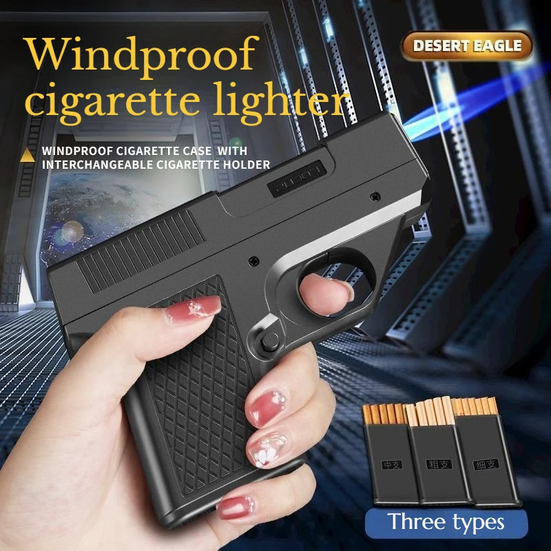 

Alloy Cigarette Box Two-in-one Windproof Blue Flame Inflatable Igniter Replaceable Magazine Personalized Cigarette Box Lighter
