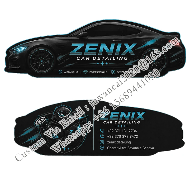 Car Business Cards QR Code Die cut Business Cards Driving School Business Cards Custom Shaped Business Card Car Detailing cards